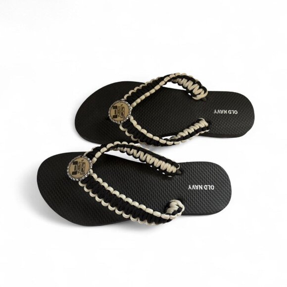 Old Navy Black & White Jeep Paracord flip-flops Women's Size 9 - Picture 7 of 7
